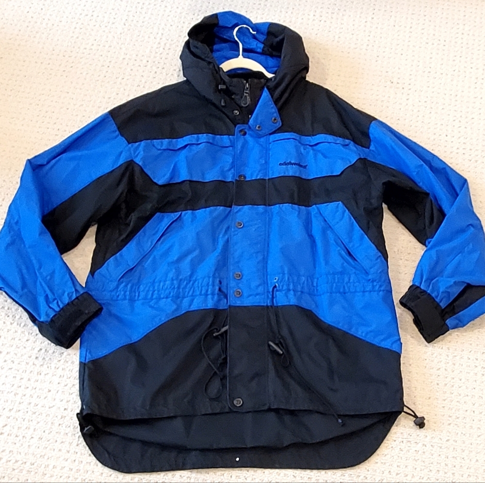 Edelweiss Skiwear Vtg Blue/Black Nylon Shell Lined Performance Ski Jacket MnXL